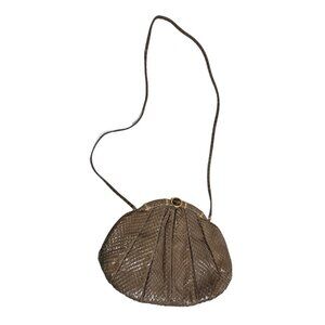 Judith Leiber Women's Brown Snake Skin & Wristlet Combo crossbody Bag Sz M